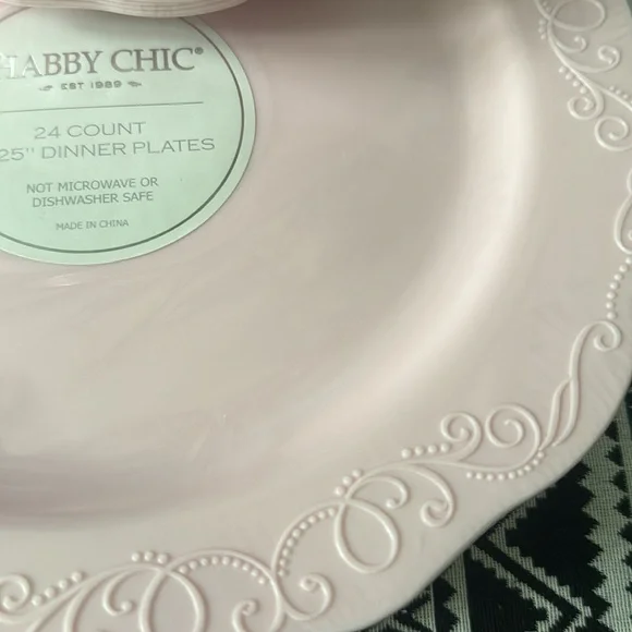 Shabby Chic 48 plates ( 24 7.5” dessert , 24 10.25” dinner) pink